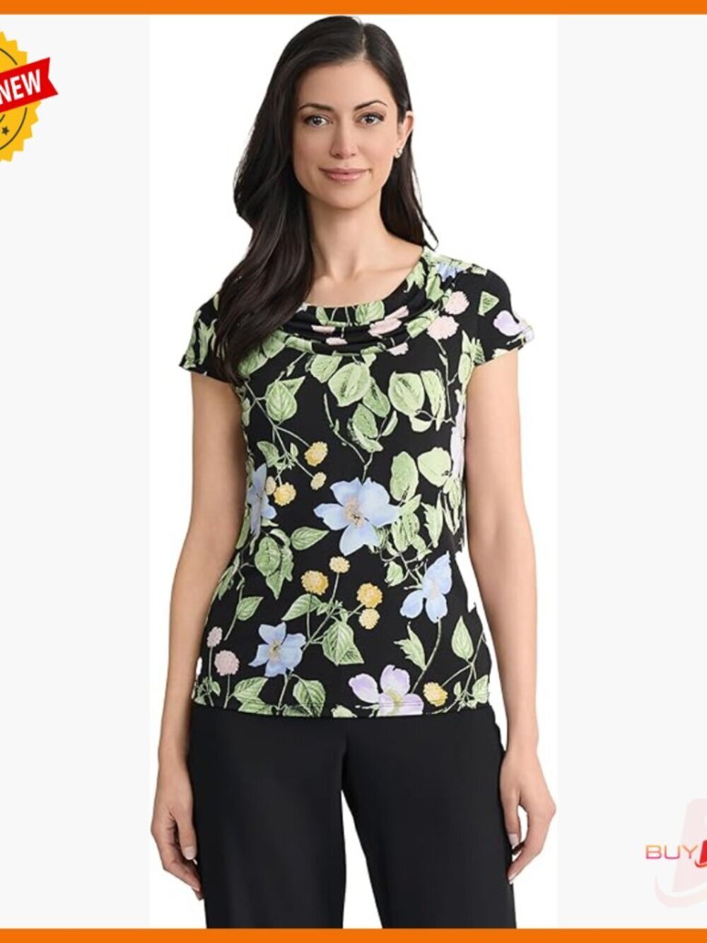 Petite Cap Sleeve Drape Neck Jersey Top for Work and Casual Wear